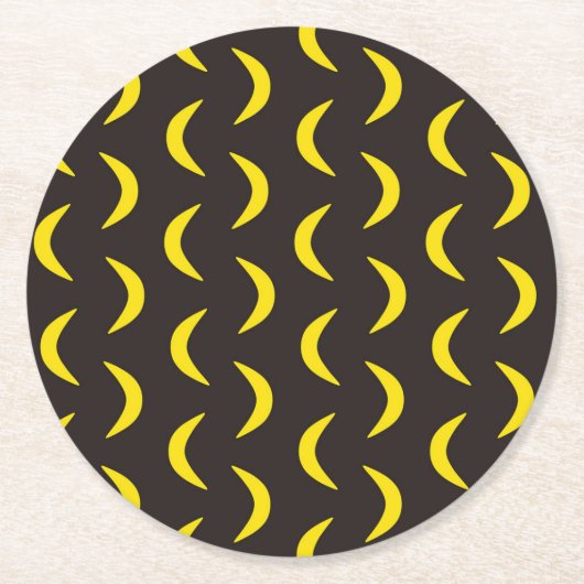 Hello Yellow Moon – シームレスなハロウィンパターン。 ラウンドペーパーコースター (正面)