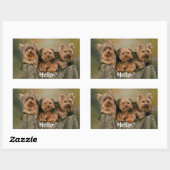 Hello Yorkshire Terrier Puppy Dog Greeting Sticker 長方形シール (シート)