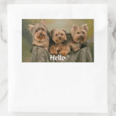 Hello Yorkshire Terrier Puppy Dog Greeting Sticker 長方形シール (バッグ)
