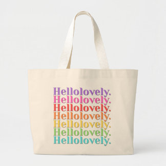'Hellolovely.' レトロストライプデザイン ラージトートバッグ
