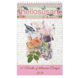 hellosusan Designs 12 Month Calendar 2026 カレンダー