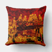 Helltownのハッピーハローウィンのヴィンテージの骨組パーティー クッション (正面)