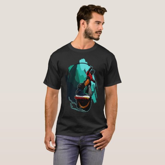 Helmet Stuntman on Unicycle Tシャツ (正面フル)