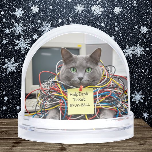 Help Desk Cat, Office, Fun Cats meme Snow Globe