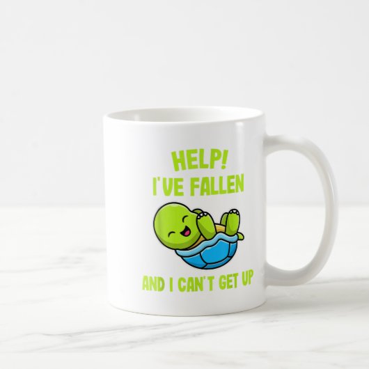 Help I've Fallen And I Can't Get Up Funny Turtle L コーヒーマグカップ (右)