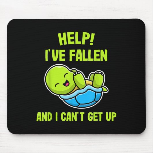 Help I've Fallen And I Can't Get Up Funny Turtle L マウスパッド (正面)