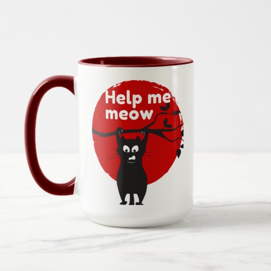 Help Me Meow cat Tea mug マグカップ (左)