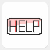 Help! Retro RPG Chat Box Pixel Design スクエアシール (正面)