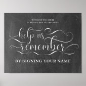 Help Us Remember Chalkboard Wedding Sign ポスター (正面)