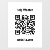 Help Wanted QR Code Website White Template  ウィンドウサイン (シート)