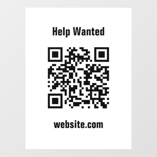 Help Wanted QR Code Website White Template  ウィンドウサイン (シート)