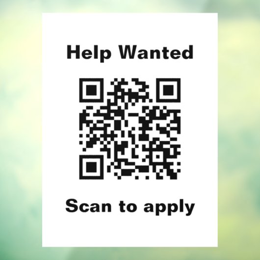 Help Wanted Scan to Apply QR Code White Template ウィンドウサイン (シート3)