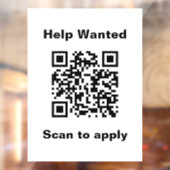 Help Wanted Scan to Apply QR Code White Template ウィンドウサイン (シート2)