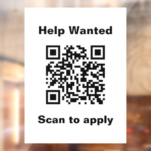 Help Wanted Scan to Apply QR Code White Template ウィンドウサイン (シート2)