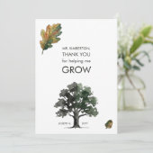 Helping Me Grow Watercolor Oak Tree Teacher サンキューカード (スタンド正面)