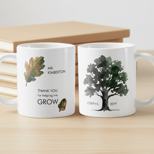 Helping Me Grow Watercolor Oak Tree Thank You コーヒーマグカップ