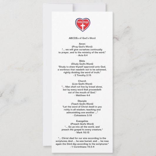 Helpology™ Biblemark™ カード (正面)