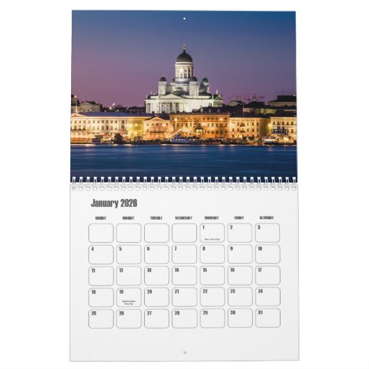 Helsinki-Finland Calendar カレンダー (1月 2026)