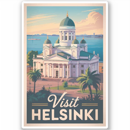 Helsinki Finland Cathedral Travel Art Vintage シール (正面)