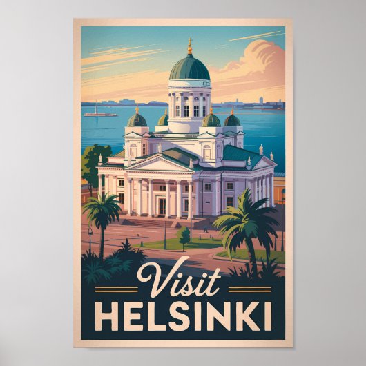 Helsinki Finland Cathedral Travel Art Vintage ポスター (正面)