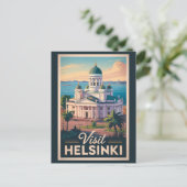 Helsinki Finland Cathedral Travel Art Vintage ポストカード (スタンド正面)