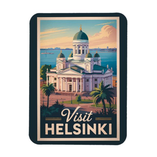 Helsinki Finland Cathedral Travel Art Vintage マグネット (縦)