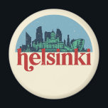 Helsinki Finland City Skyline Vintage Cityscape マグネット<br><div class="desc">Vintage and retro city design with beautiful skyline, tourist attraction and cityscape art. Cool skyscraper and building silhouette illustration merchandise for tourist and traveler. Perfect as souvenir to bring back home when travelling all around the world. Save the memory of your travel and vacation with family and friends. Background color...</div>
