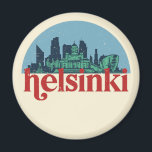 Helsinki Finland City Skyline Vintage Cityscape マグネット<br><div class="desc">Vintage and retro city design with beautiful skyline, tourist attraction and cityscape art. Cool skyscraper and building silhouette illustration merchandise for tourist and traveler. Perfect as souvenir to bring back home when travelling all around the world. Save the memory of your travel and vacation with family and friends. Background color...</div>