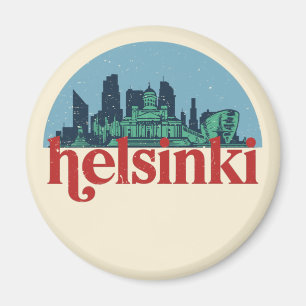 Helsinki Finland City Skyline Vintage Cityscape マグネット