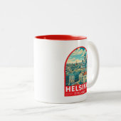 Helsinki Finland Travel Art Emblem ツートーンマグカップ (正面右)