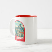 Helsinki Finland Travel Art Emblem ツートーンマグカップ (正面左)