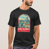 Helsinki Finland Travel Art Emblem Tシャツ (正面)
