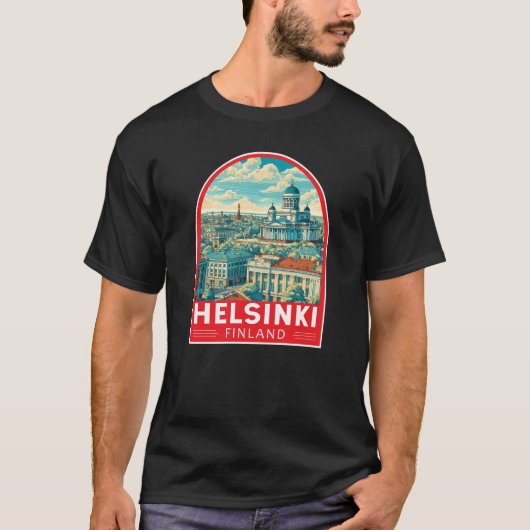 Helsinki Finland Travel Art Emblem Tシャツ (正面)