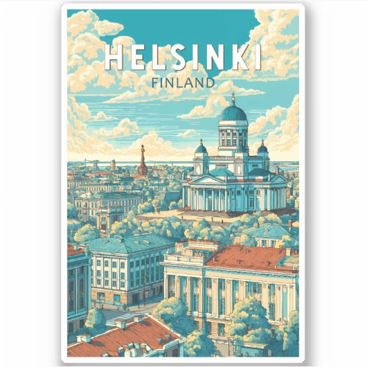 Helsinki Finland Travel Art Vintage シール (正面)