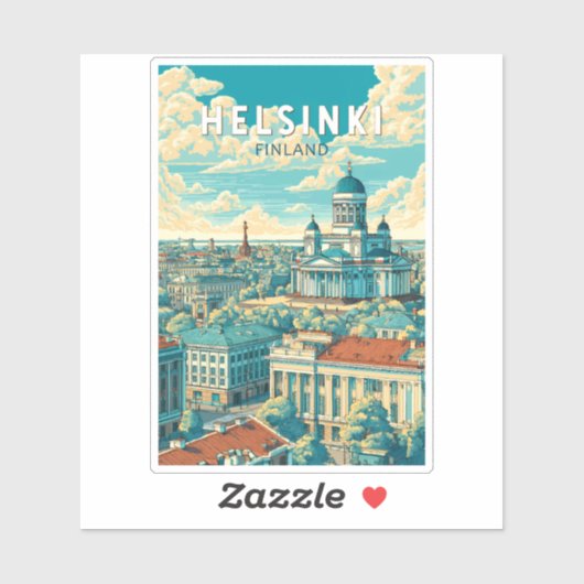 Helsinki Finland Travel Art Vintage シール (シート)