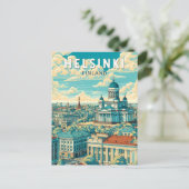 Helsinki Finland Travel Art Vintage ポストカード (スタンド正面)