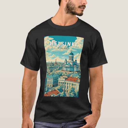 Helsinki Finland Travel Art Vintage Tシャツ (正面)
