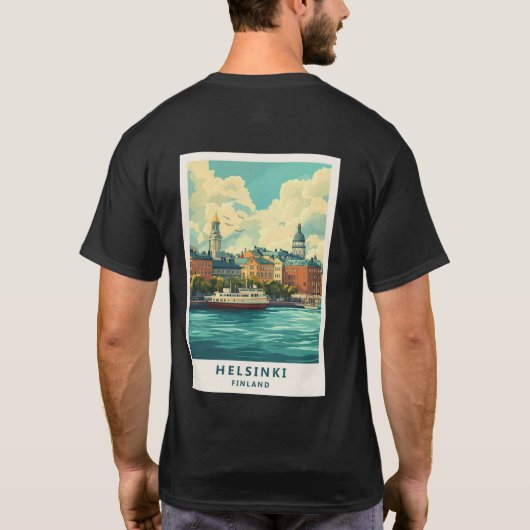 Helsinki Finland Travel Poster Tシャツ (裏面)