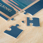 Helsinki Finland Waterfront Travel Art Vintage ジグソーパズル (側面)