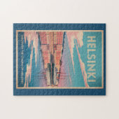 Helsinki Finland Waterfront Travel Art Vintage ジグソーパズル (横)