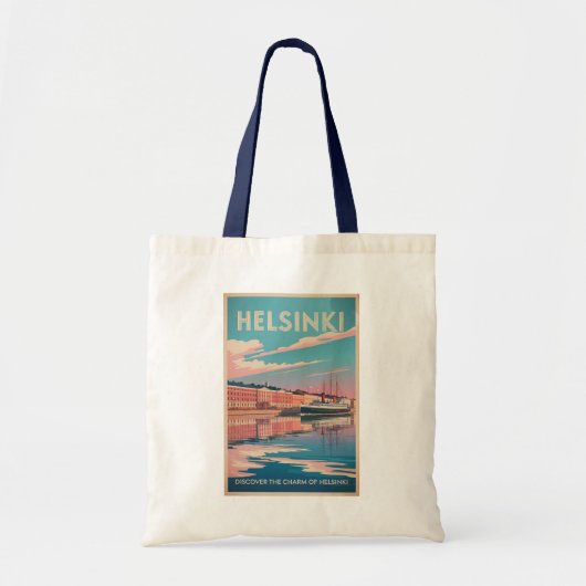 Helsinki Finland Waterfront Travel Art Vintage トートバッグ (正面)