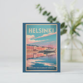 Helsinki Finland Waterfront Travel Art Vintage ポストカード (スタンド正面)