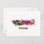 Helsinki skyline in watercolor ポストカード (正面/裏面)