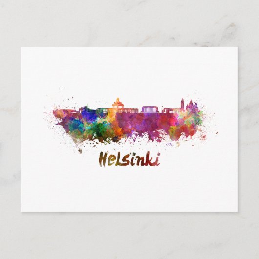 Helsinki skyline in watercolor ポストカード (正面)