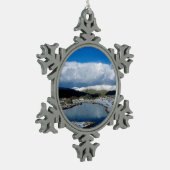 Helvellyn Englandホリデーカードポスターフォトブロック スノーフレークピューターオーナメント (左)