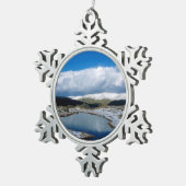 Helvellyn Englandホリデーカードポスターフォトブロック スノーフレークピューターオーナメント (右)