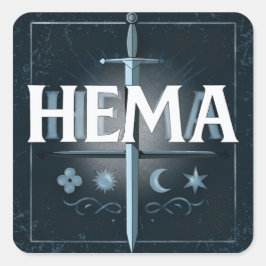 HEMA中世の剣のエンブレム - ブルー・グラフィティ・スタイル スクエアシール