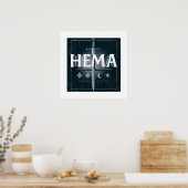 HEMA Medieval Sword Emblem – Blue Graffiti Style ポスター (キッチン)