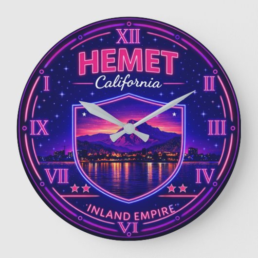 Hemet California Mountain Reflection ラージ壁時計 (正面)