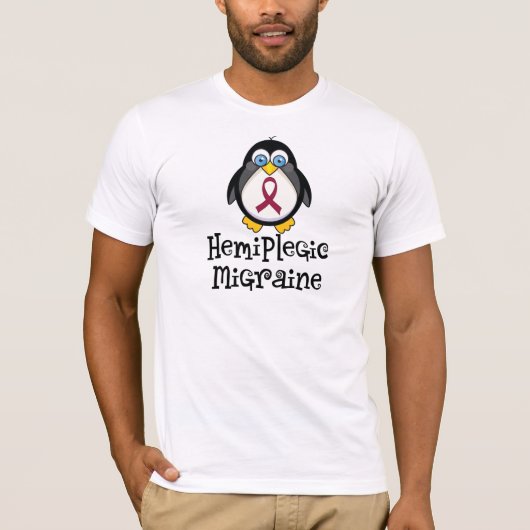 Hemiplegic片頭痛の認識度のペンギン Tシャツ (正面)
